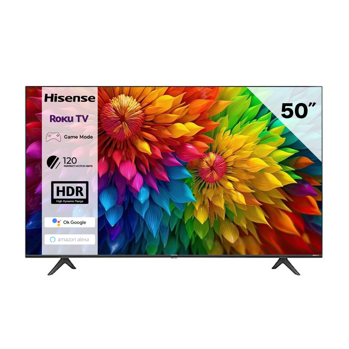 Hisense 50 Inch R Series Class 4K Ultra HD 2160P LED Smart Roku TV with HDR Game Mode Works with Google Assistant and Alexa (Refurbished)