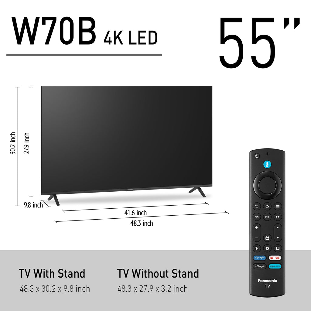Panasonic W70 Series (2025 Model) 43" LED 4K Ultra HD Smart Fire TV, Press & Ask Alexa, Apple AirPlay, HDR10+, HDMI 2.1, and Bluetooth Support - 43W70BP