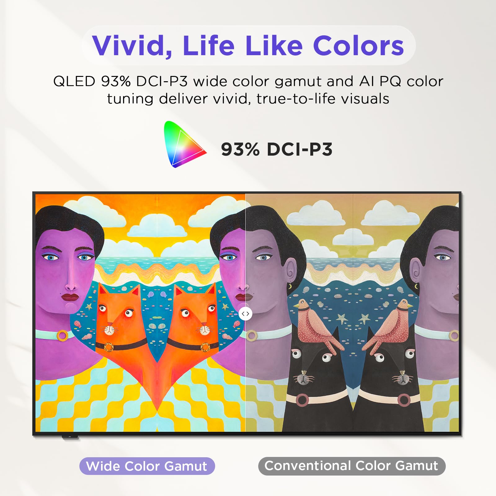 iFFALCON 55-Inch Class QLED 4K Smart TV, Ultra-Slim Picture Frame TV, 144Hz, HDR, Art Mode w/AI Art, Wide Color Gamut, Dolby Vision IQ, Dolby Atmos, Google Assistant Voice Remote(55F75, 2025 Model)