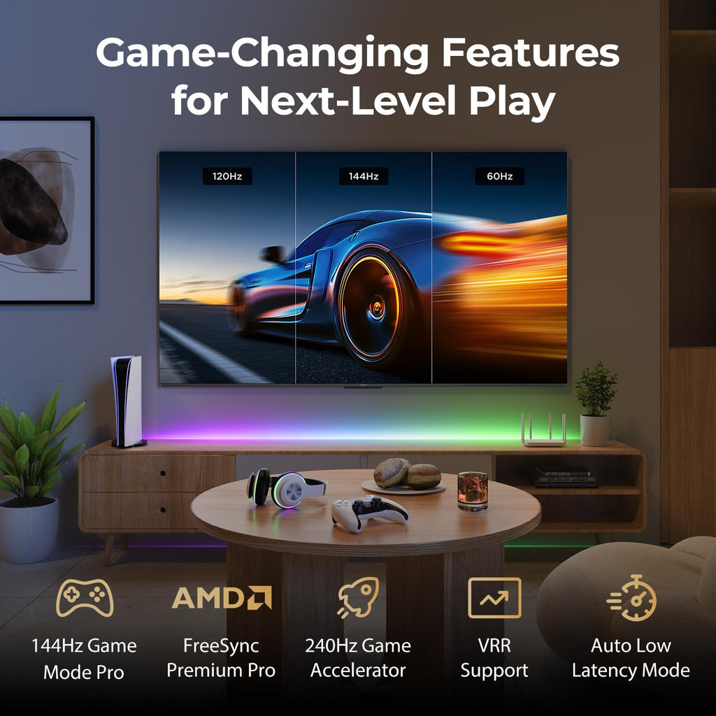 iFFALCON 55-Inch Class U85 Series QD-Mini LED 4K UHD Google Smart TV - QLED, HDR 1000 nits, 6000:1 Contrast, 144Hz Game Mode Pro, 240Hz DLG, Dolby Vision IQ, Dolby Atmos, Slim Unibody (55U85, 2025)