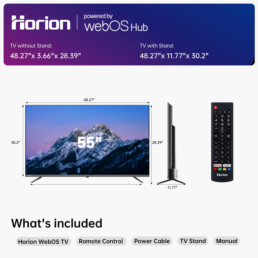 HORION 65 Inch Smart TV, 4K UHD LED TV with WebOS 22, Ultra Slim Television with Mega Contrast, HDR10, Dolby Audio, Streaming Live, Compatible with Miracast and Airplay (P6D Series, 2025)