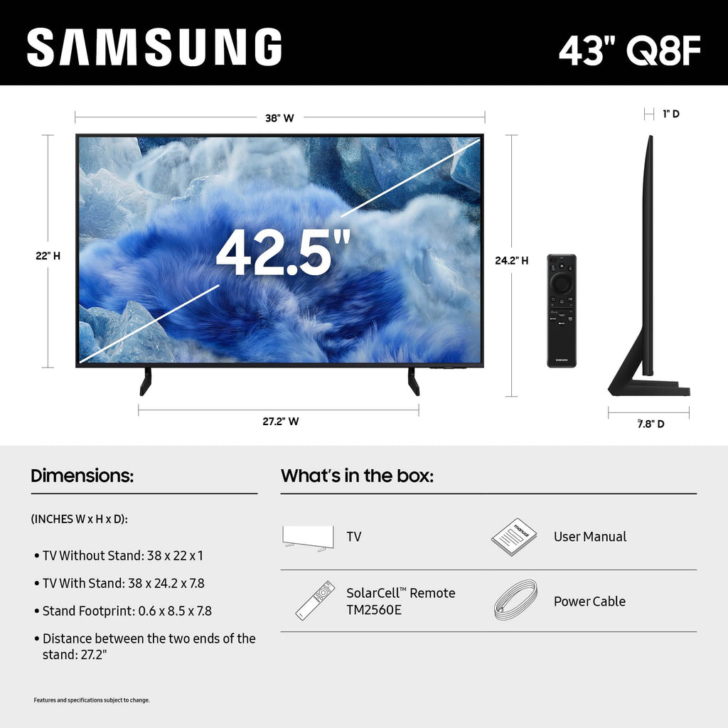 Samsung 32-Inch Class QLED Q8F 4K UHD Smart TV (2025 Model) Q4 AI Processor, 100% Color Volume with Quantum Dot, AirSlim Design, Endless Free Content, Samsung Vision AI, Alexa Built-in