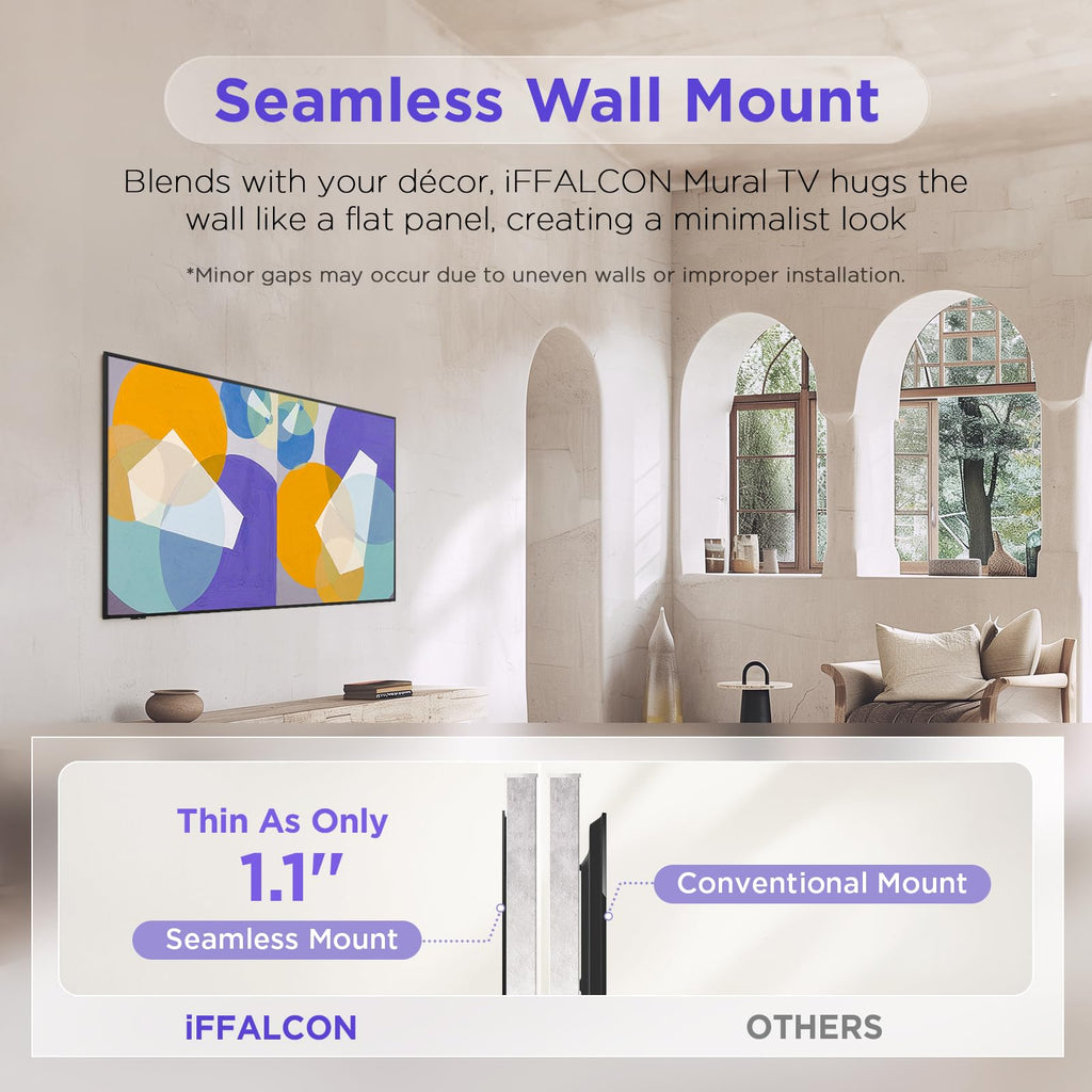 iFFALCON 55-Inch Class QLED 4K Smart TV, Ultra-Slim Picture Frame TV, 144Hz, HDR, Art Mode w/AI Art, Wide Color Gamut, Dolby Vision IQ, Dolby Atmos, Google Assistant Voice Remote(55F75, 2025 Model)