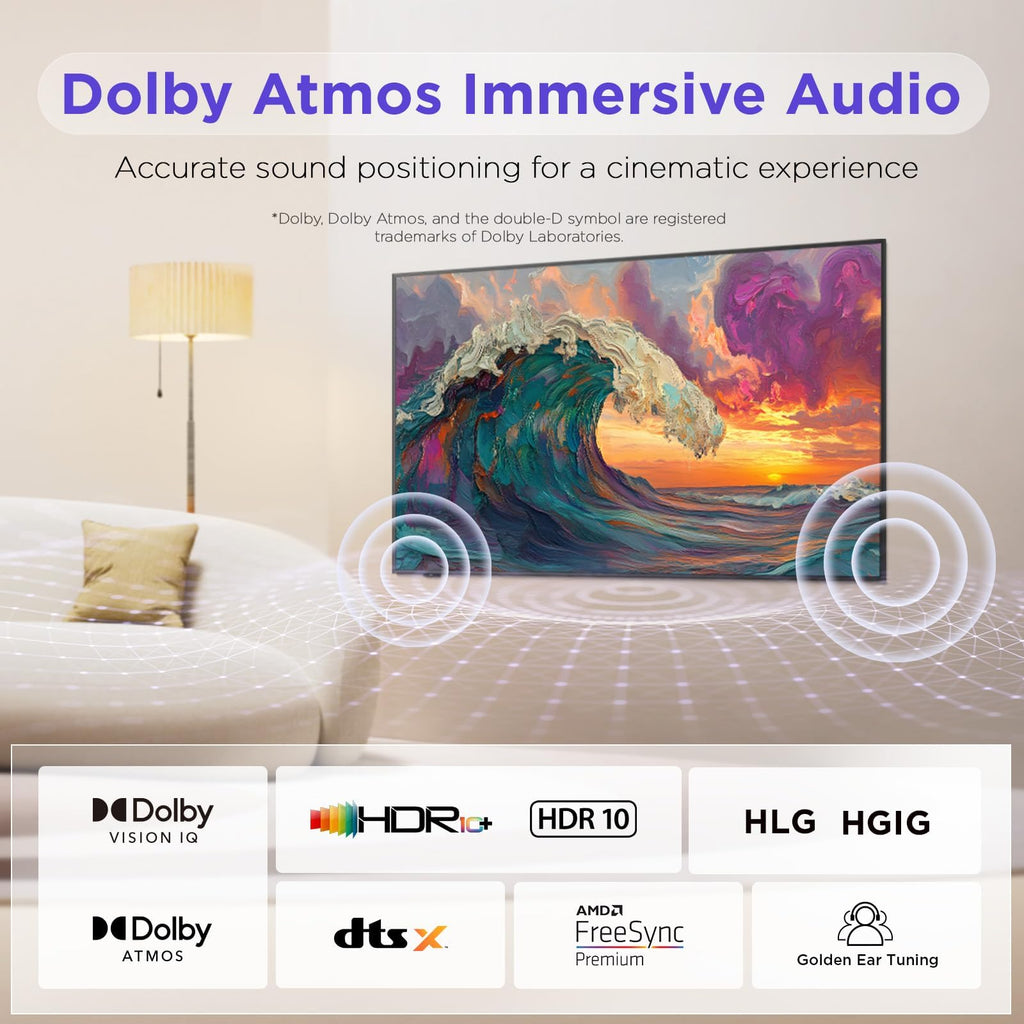 iFFALCON 55-Inch Class QLED 4K Smart TV, Ultra-Slim Picture Frame TV, 144Hz, HDR, Art Mode w/AI Art, Wide Color Gamut, Dolby Vision IQ, Dolby Atmos, Google Assistant Voice Remote(55F75, 2025 Model)