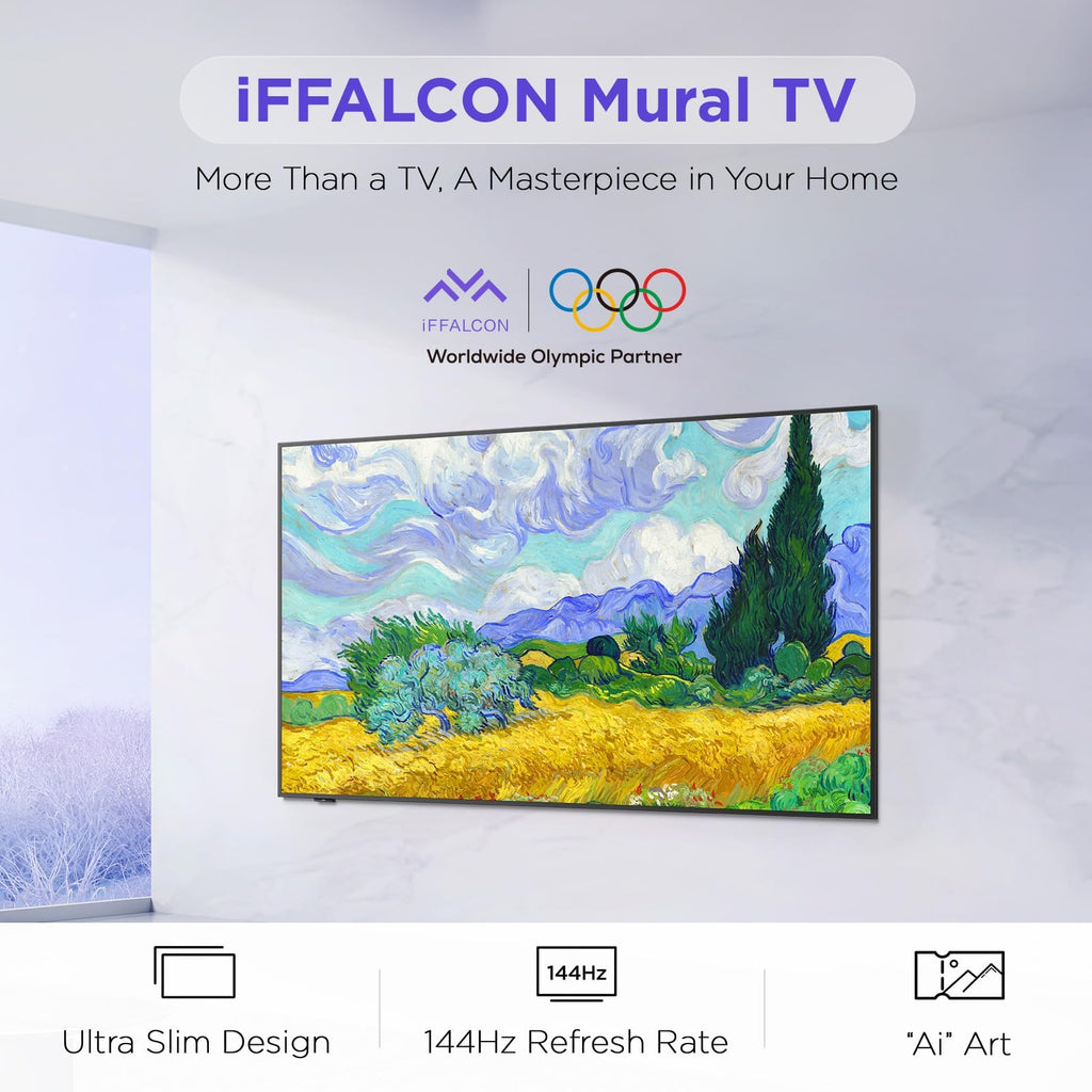 iFFALCON 55-Inch Class QLED 4K Smart TV, Ultra-Slim Picture Frame TV, 144Hz, HDR, Art Mode w/AI Art, Wide Color Gamut, Dolby Vision IQ, Dolby Atmos, Google Assistant Voice Remote(55F75, 2025 Model)