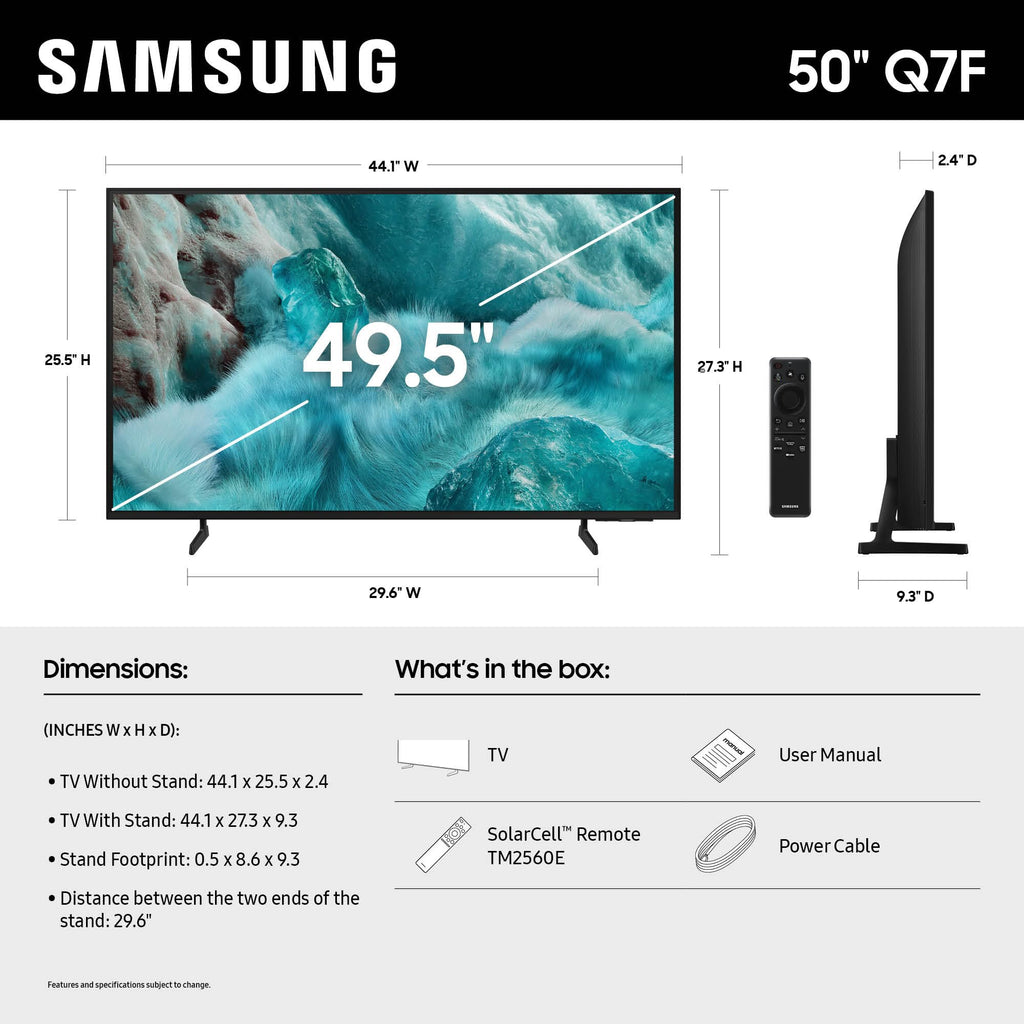 Samsung 43-Inch Class QLED Q7F Series Samsung Vision AI Smart TV (2025 Model, 43Q7F) Quantum HDR, Object Tracking Sound Lite, Q4 AI Gen1 Processor, 4K upscaling, Gaming Hub, Alexa Built-in