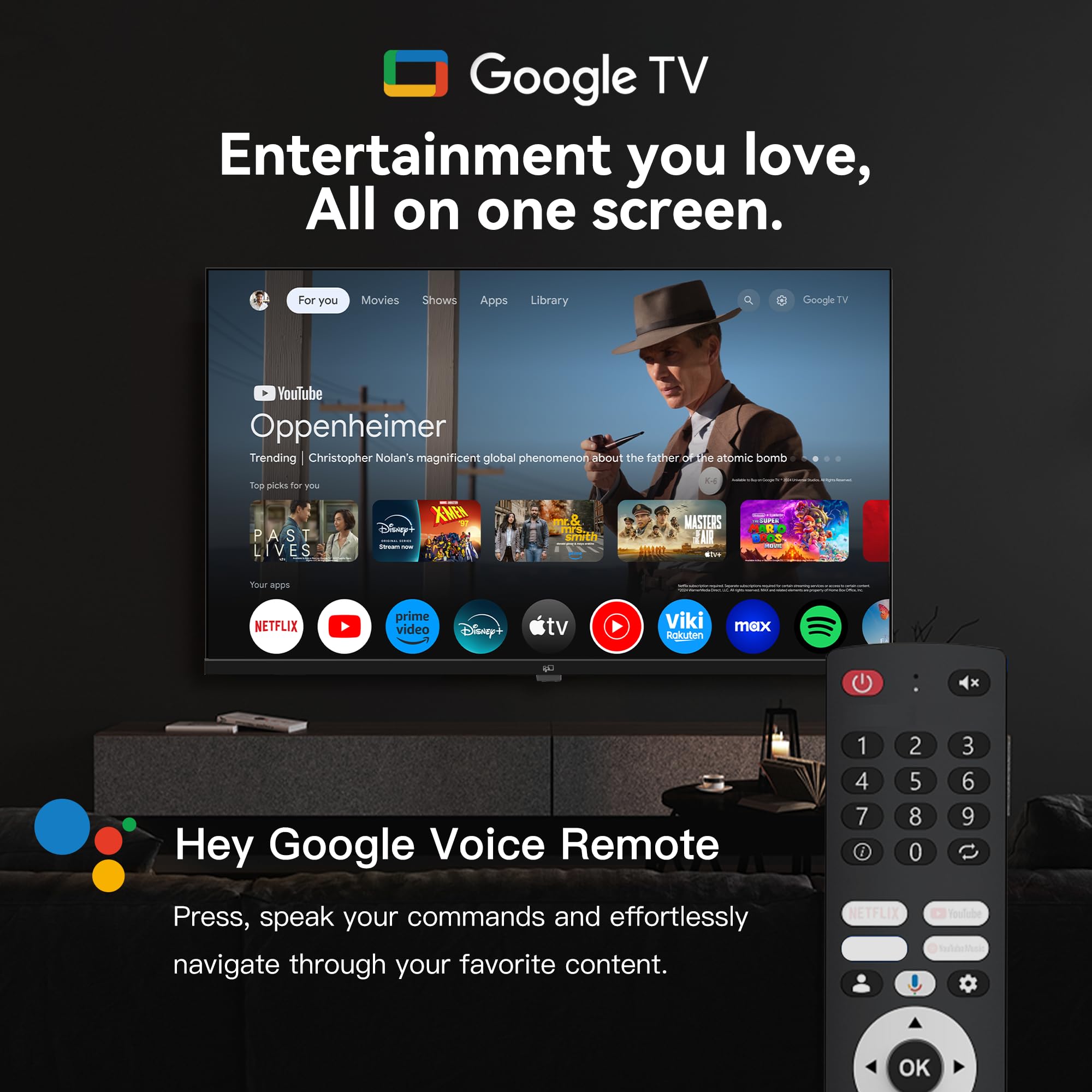 FPD 43-inch Smart TV Google TV 1080p Full HD with Google Play and Chromecast Built-in, HDR 10, Dolby Audio, Voice Remote, Stream Live TV(Palette-Series, CG43-P3, 2024 Model)