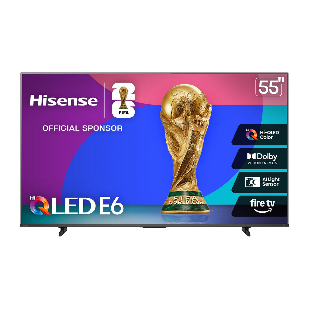 Hisense 55" E6 Cinema Series Hi-QLED 4K UHD Smart Fire TV (55E6QF, 2025 Model) - AI Light Sensor, Dolby Vision · Atmos, Voice Remote with Alexa, Motion Rate 120, HDR 10+ Adaptive, Game Mode Plus
