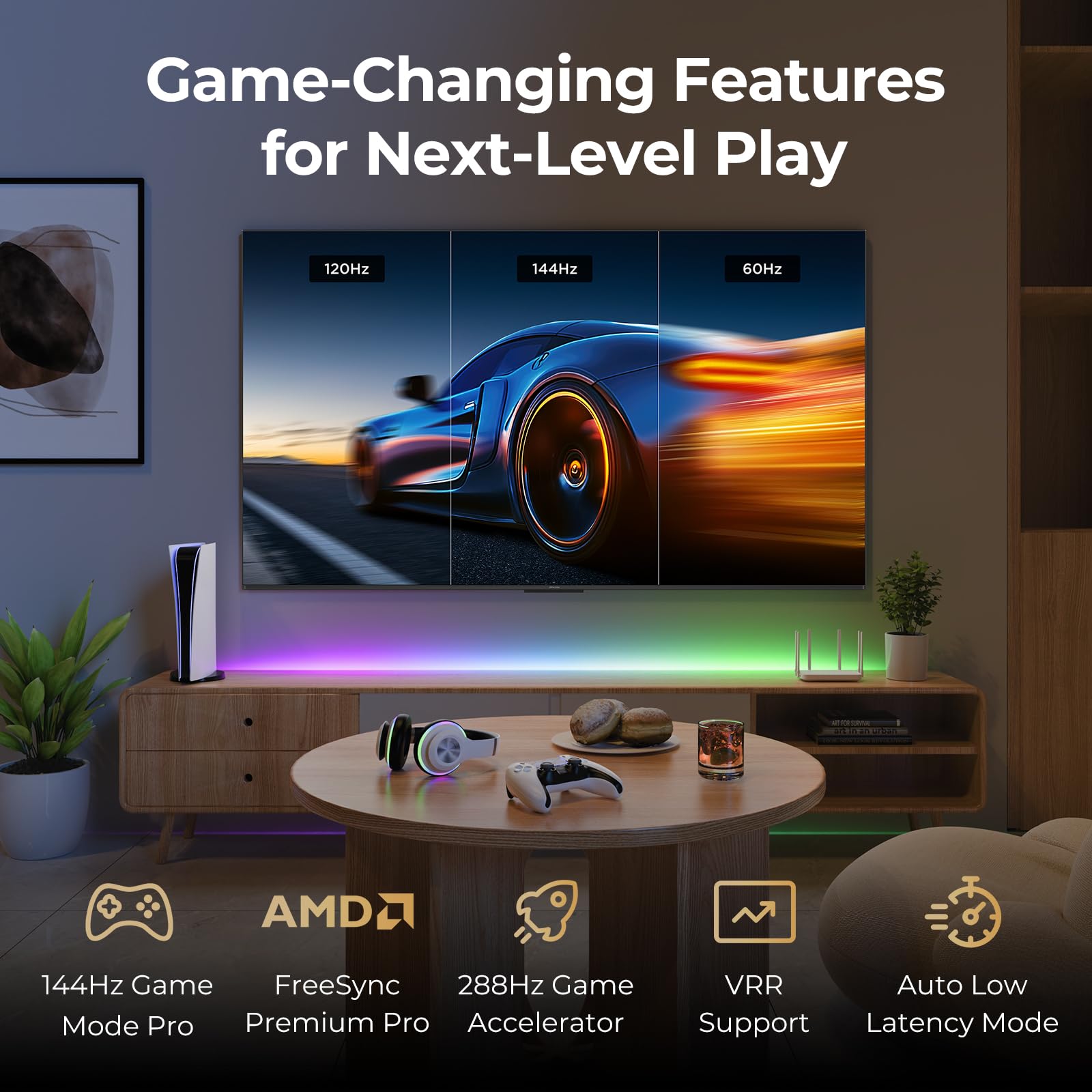 iFFALCON 55-Inch Class U85 Series QD-Mini LED 4K UHD Google Smart TV - QLED, HDR 1000 nits, 6000:1 Contrast, 144Hz Game Mode Pro, 240Hz DLG, Dolby Vision IQ, Dolby Atmos, Slim Unibody (55U85, 2025)