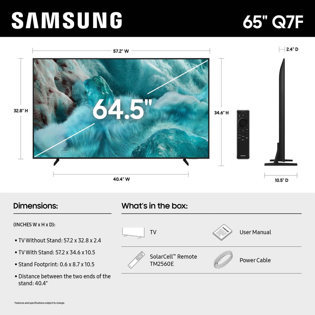 Samsung 43-Inch Class QLED Q7F Series Samsung Vision AI Smart TV (2025 Model, 43Q7F) Quantum HDR, Object Tracking Sound Lite, Q4 AI Gen1 Processor, 4K upscaling, Gaming Hub, Alexa Built-in