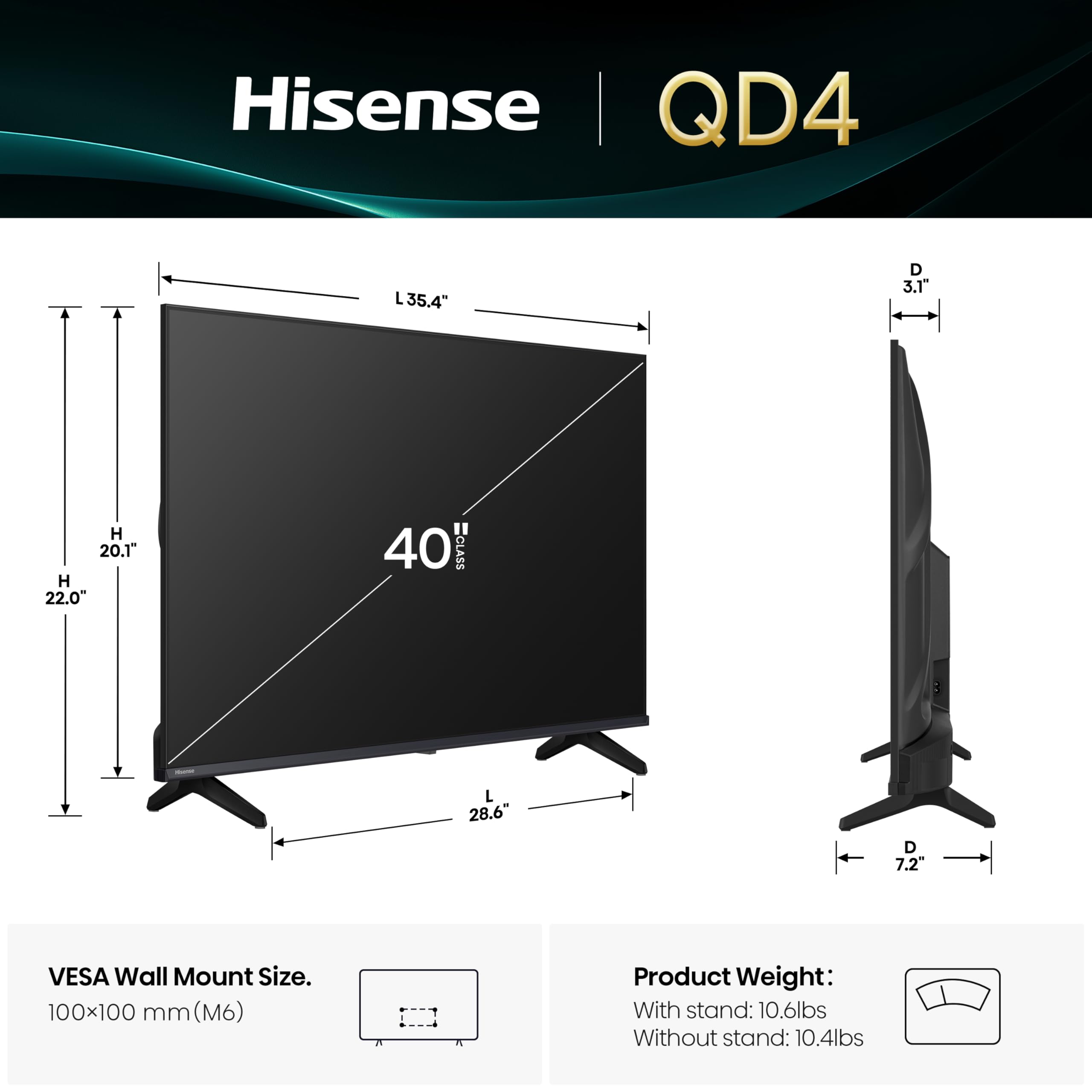 Hisense 40-Inch Class QD4 Series Hi-QLED FHD Smart Fire TV (40QD4QF, 2025 Model) - Quantum Dot Color, DTS Virtual: X, Alexa Built in, Slim Bezel Design
