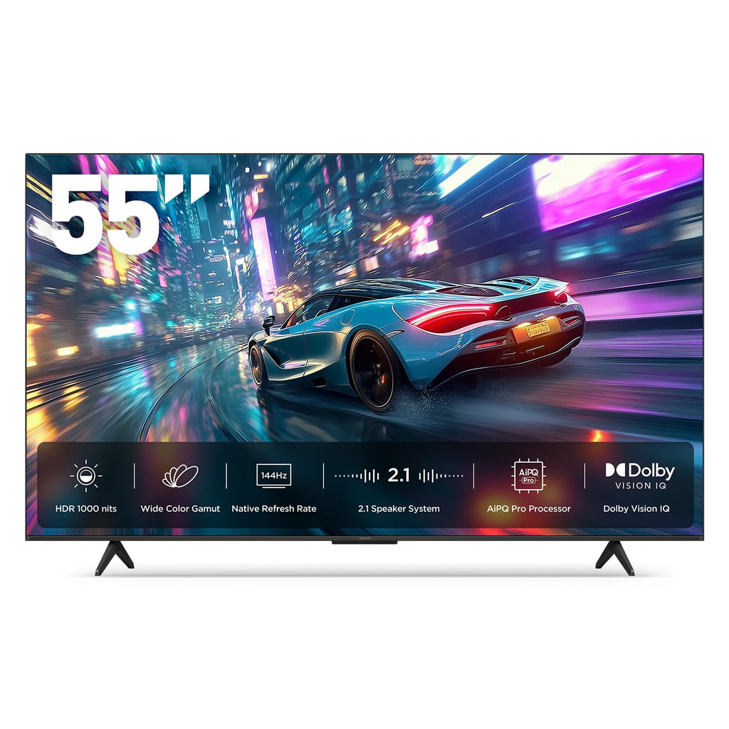 iFFALCON 55-Inch Class U85 Series QD-Mini LED 4K UHD Google Smart TV - QLED, HDR 1000 nits, 6000:1 Contrast, 144Hz Game Mode Pro, 240Hz DLG, Dolby Vision IQ, Dolby Atmos, Slim Unibody (55U85, 2025)