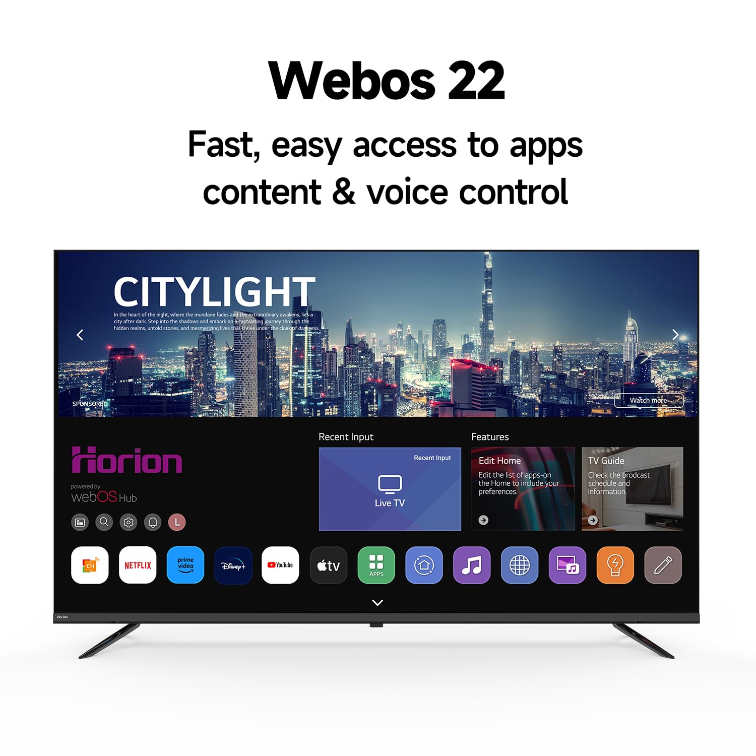 HORION 43 inch Smart TV, 4K UHD LED TV with WebOS 22, Ultra Slim Television with Mega Contrast, HDR10, Dolby Audio - Streaming Live, Bluetooth, Hdmi, WiFi ((P6D Series, 2025)