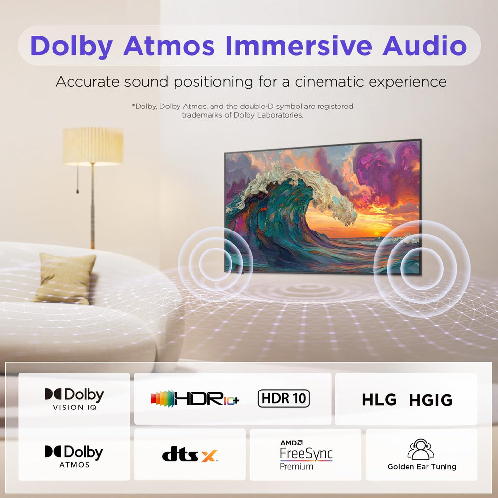 iFFALCON 55-Inch Class QLED 4K Smart TV, Ultra-Slim Picture Frame TV, 144Hz, HDR, Art Mode w/AI Art, Wide Color Gamut, Dolby Vision IQ, Dolby Atmos, Google Assistant Voice Remote(55F75, 2025 Model)