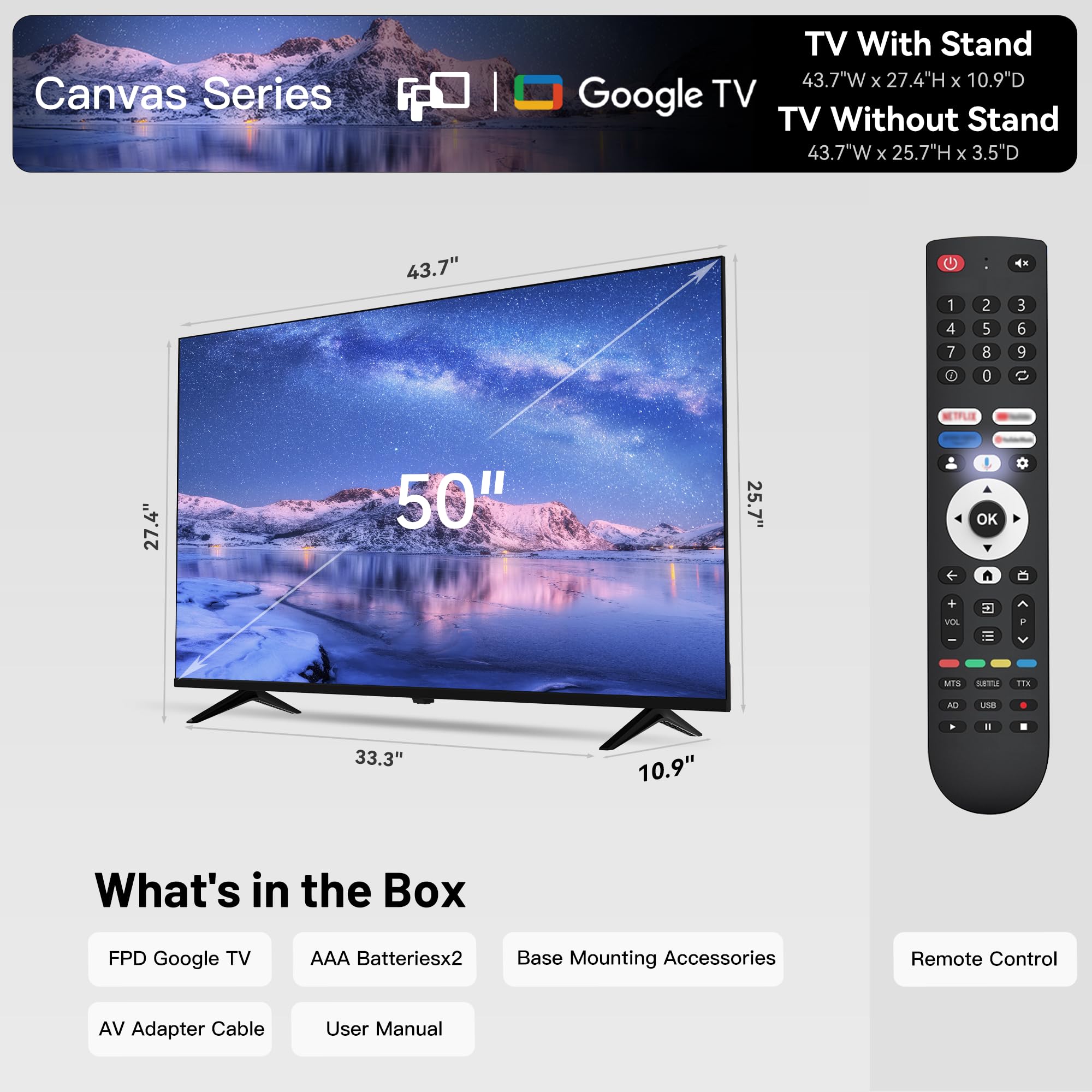 FPD 40-inch Smart TV, 1080p Full HD Google TV with Google Play Built-in Google Cast, HDR 10, Dolby Audio, Voice Remote, Stream Live Television (Palette-Series, CG40-P3, 2025 Model)
