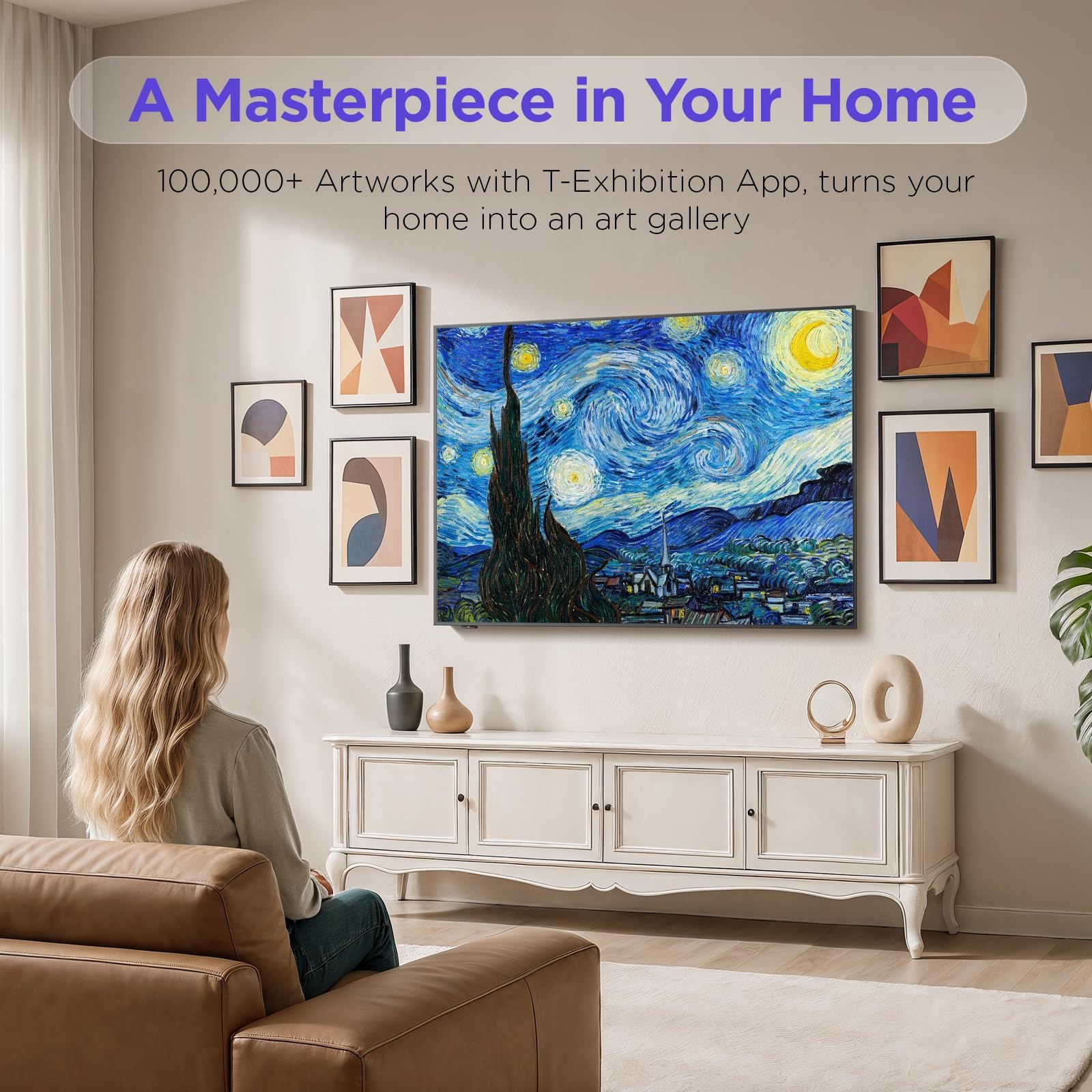 iFFALCON 55-Inch Class QLED 4K Smart TV, Ultra-Slim Picture Frame TV, 144Hz, HDR, Art Mode w/AI Art, Wide Color Gamut, Dolby Vision IQ, Dolby Atmos, Google Assistant Voice Remote(55F75, 2025 Model)