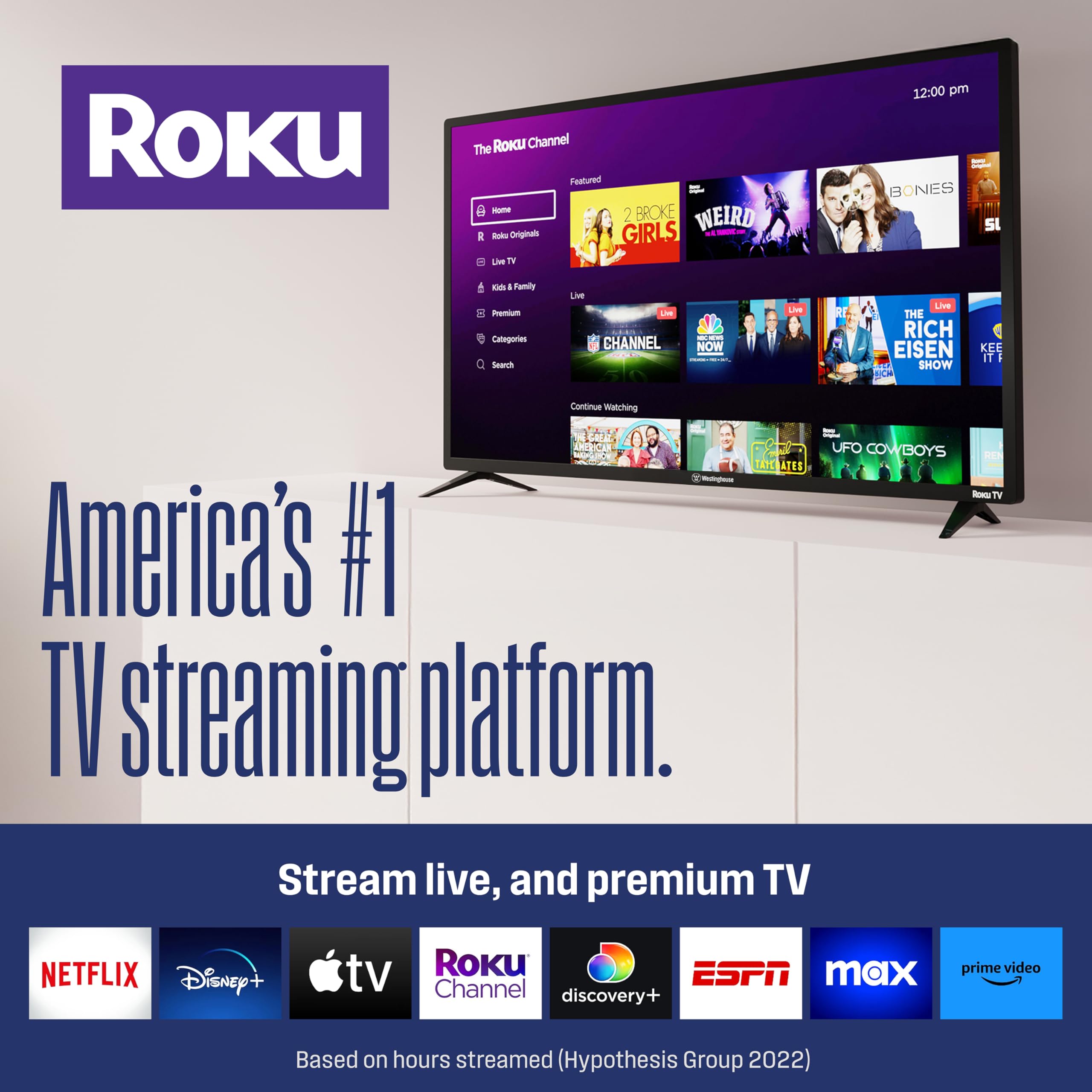 Westinghouse Roku TV - 40 Inch Smart TV, 1080P FHD Television with Wi-Fi Connectivity and Mobile App, Flat Screen, Bluetooth, Compatible with Apple AirPlay, Alexa and Google Assistant