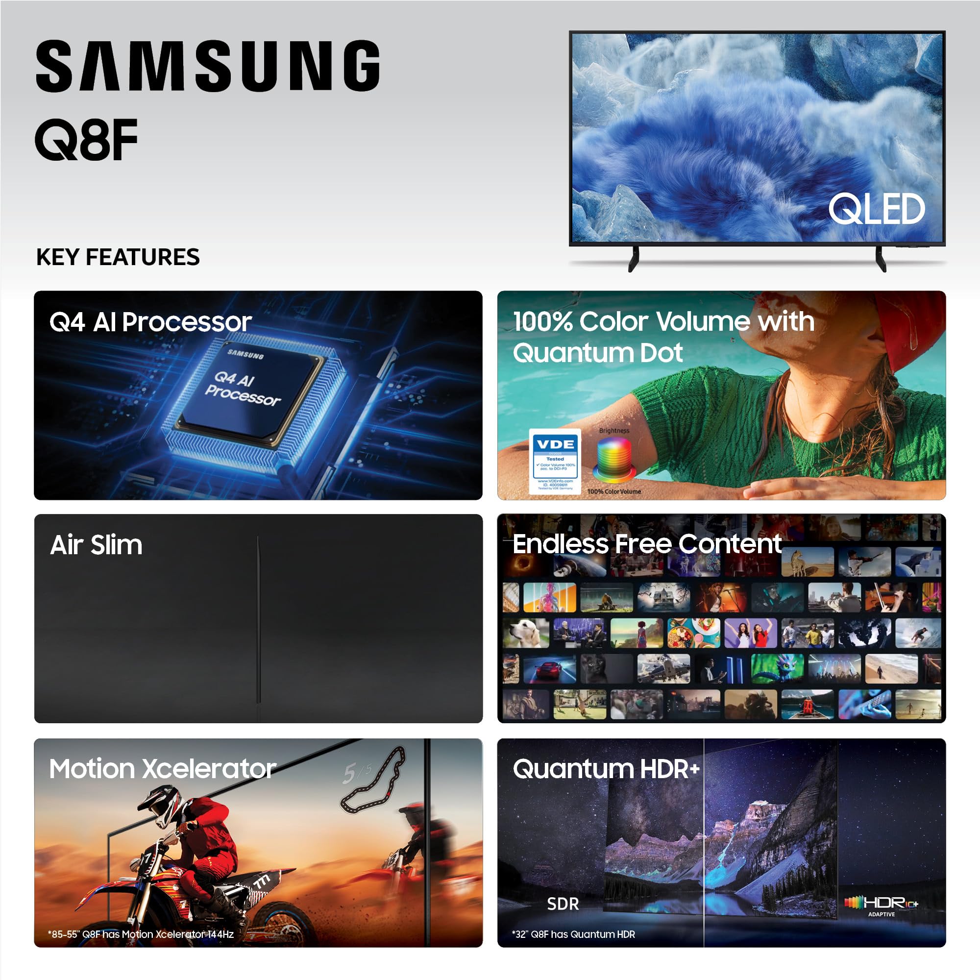 Samsung 32-Inch Class QLED Q8F 4K UHD Smart TV (2025 Model) Q4 AI Processor, 100% Color Volume with Quantum Dot, AirSlim Design, Endless Free Content, Samsung Vision AI, Alexa Built-in