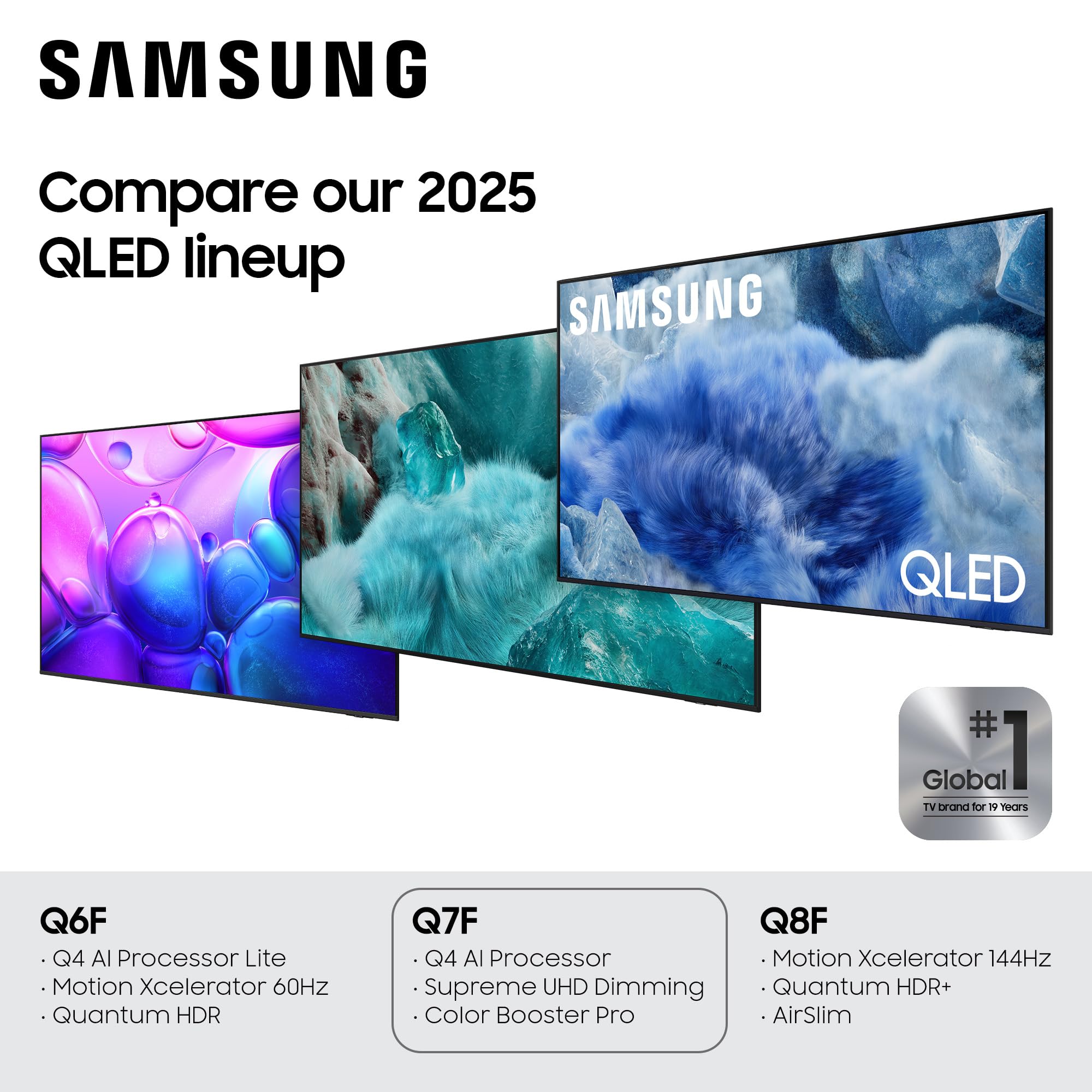 Samsung 43-Inch Class QLED Q7F Series Samsung Vision AI Smart TV (2025 Model, 43Q7F) Quantum HDR, Object Tracking Sound Lite, Q4 AI Gen1 Processor, 4K upscaling, Gaming Hub, Alexa Built-in