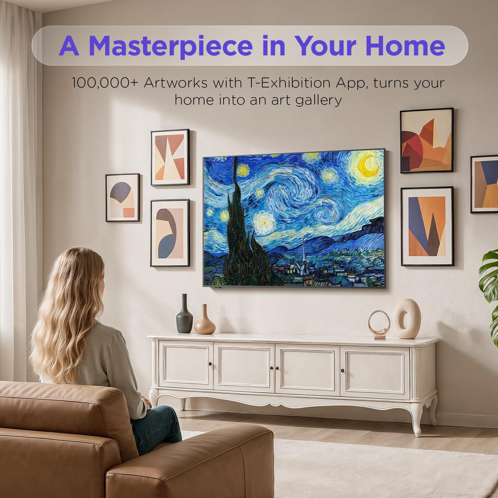 iFFALCON 55-Inch Class QLED 4K Smart TV, Ultra-Slim Picture Frame TV, 144Hz, HDR, Art Mode w/AI Art, Wide Color Gamut, Dolby Vision IQ, Dolby Atmos, Google Assistant Voice Remote(55F75, 2025 Model)